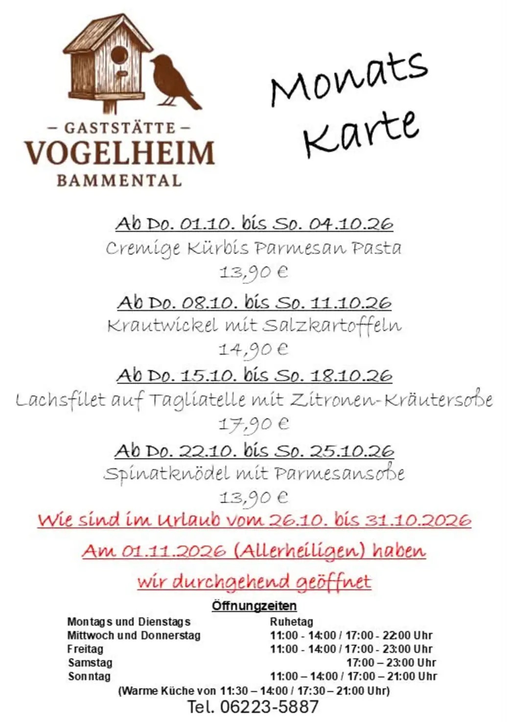 Monatskarte Oktober